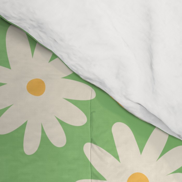 Retro Daisy Flower in Green Comforter Gallery Image 4