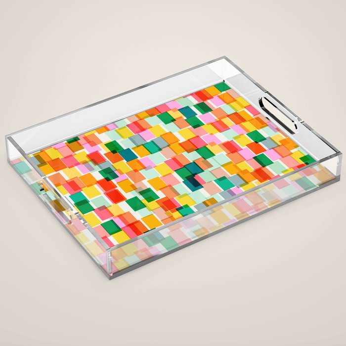 Colorful Painterly Mosaic Acrylic Tray Gallery Image 1