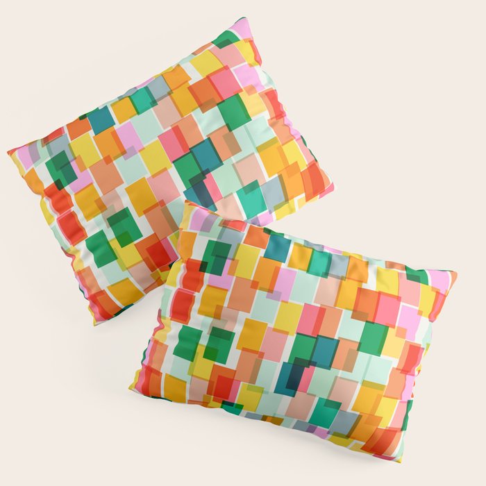 Colorful Painterly Mosaic Pillow Sham Gallery Image 1
