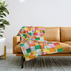 Colorful Painterly Mosaic Throw Blanket Gallery Image 1