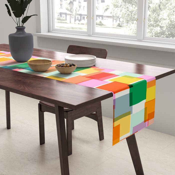 Colorful Painterly Mosaic Table Runner Gallery Image 2