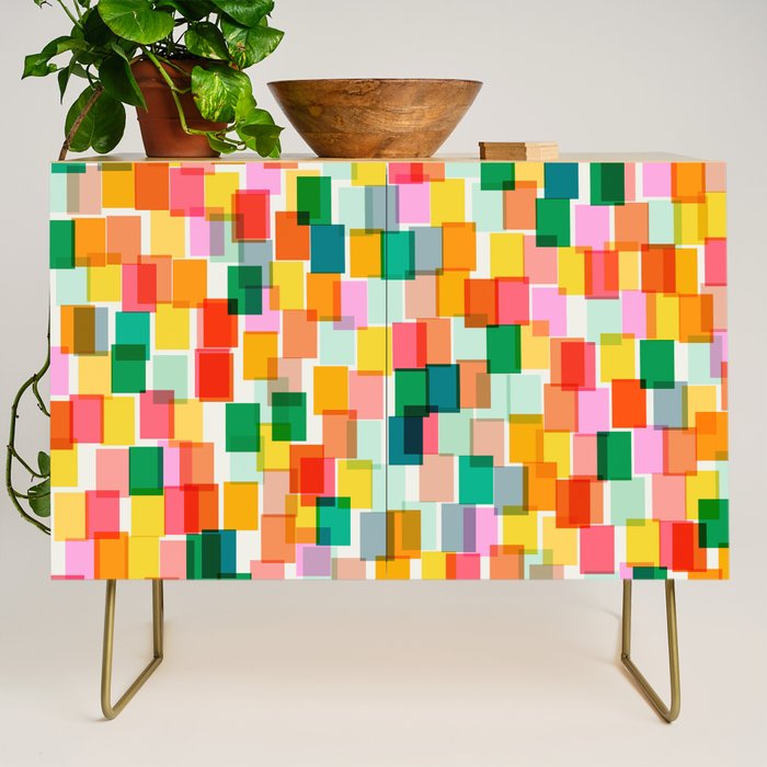 Colorful Painterly Mosaic Credenza Gallery Image 1