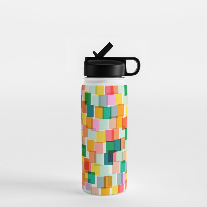 Colorful Painterly Mosaic Water Bottle Gallery Image 1