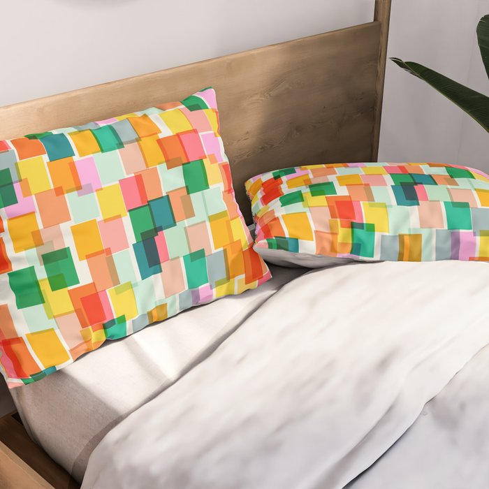 Colorful Painterly Mosaic Pillow Sham Gallery Image 2