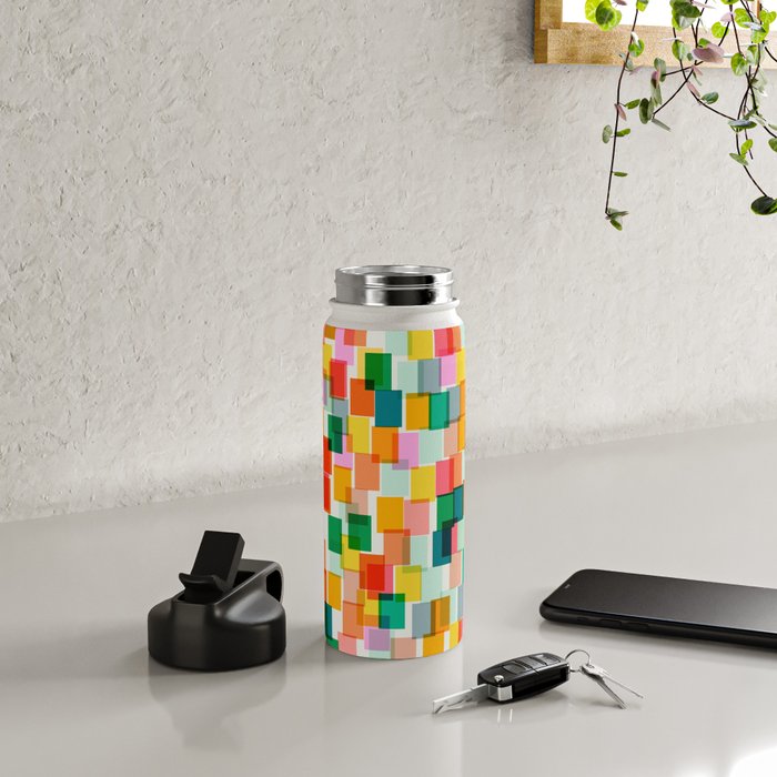 Colorful Painterly Mosaic Water Bottle Gallery Image 4