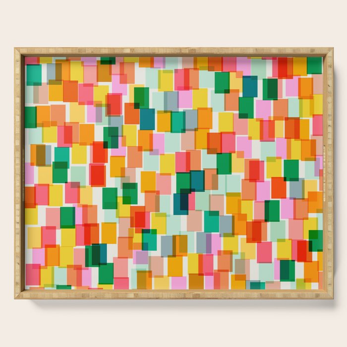 Colorful Painterly Mosaic Serving Tray Gallery Image 1