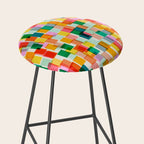 Colorful Painterly Mosaic Stool Gallery Image 2