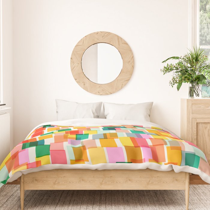 Colorful Painterly Mosaic Duvet Cover Gallery Image 3