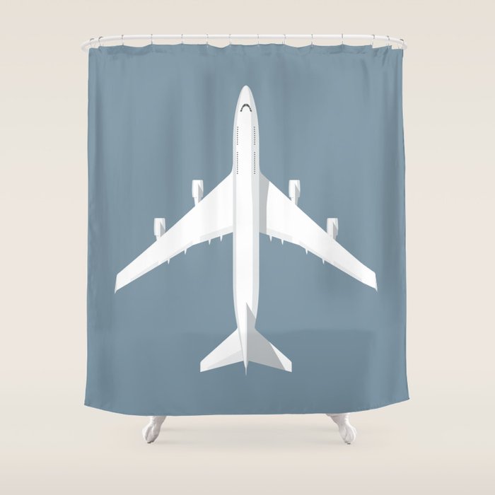 747-400 Jumbo Jet Airliner Aircraft - Slate Shower Curtain Gallery Image 1