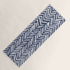 Boho Herringbone Pattern, Navy Blue and White Yoga Mat Gallery Image 1