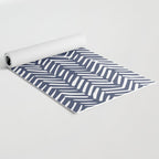 Boho Herringbone Pattern, Navy Blue and White Yoga Mat Gallery Image 2