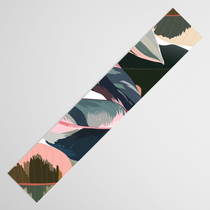 Colorful Tropical Palm Leaves on White Table Runner Gallery Image 3