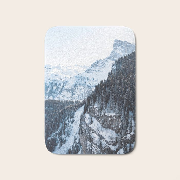 Snowy Mountain Landscape Bath Mat Gallery Image 1