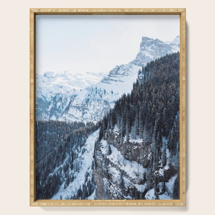 Snowy Mountain Landscape Serving Tray Gallery Image 1