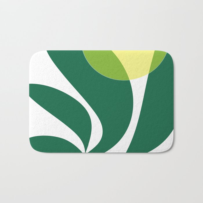 Yellow Sun Green Leaves Minimalism Bath Mat Gallery Image 1