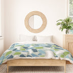 Terrazzo Mosaic Pattern, Teal Blue, Green, White Duvet Cover Gallery Image 3