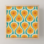 Mid Century Modern Atomic Drops Retro Pattern Turquoise Yellow Orange Mini Art Print Gallery Image 1