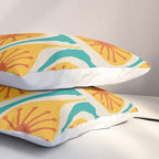 Mid Century Modern Atomic Drops Retro Pattern Turquoise Yellow Orange Pillow Sham Gallery Image 3
