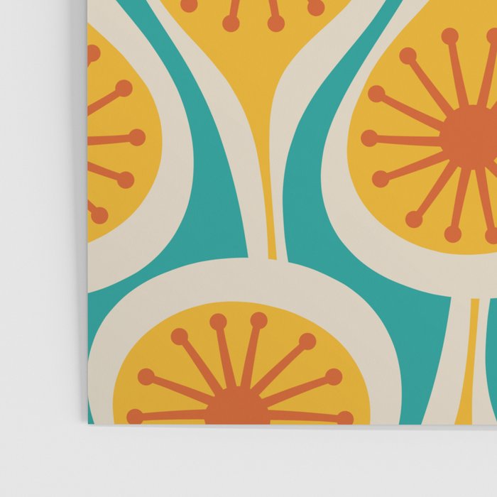 Mid Century Modern Atomic Drops Retro Pattern Turquoise Yellow Orange Poster Gallery Image 3