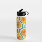Mid Century Modern Atomic Drops Retro Pattern Turquoise Yellow Orange Water Bottle Gallery Image 1