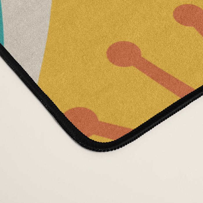 Mid Century Modern Atomic Drops Retro Pattern Turquoise Yellow Orange Desk Mat Gallery Image 4