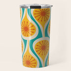 Mid Century Modern Atomic Drops Retro Pattern Turquoise Yellow Orange Travel Mug Gallery Image 1