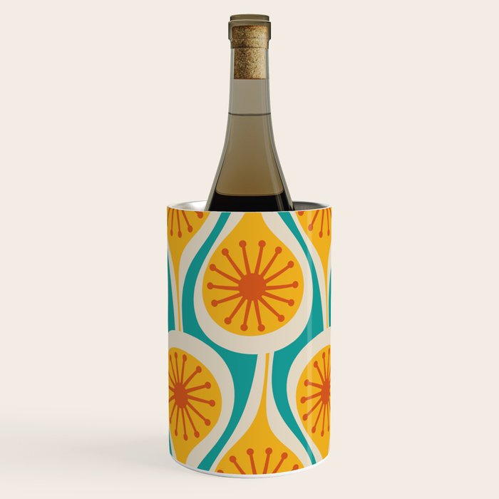 Mid Century Modern Atomic Drops Retro Pattern Turquoise Yellow Orange Wine Chiller Gallery Image 3