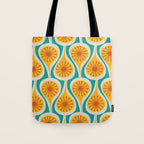 Mid Century Modern Atomic Drops Retro Pattern Turquoise Yellow Orange Tote Bag Gallery Image 1