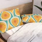 Mid Century Modern Atomic Drops Retro Pattern Turquoise Yellow Orange Pillow Sham Gallery Image 2