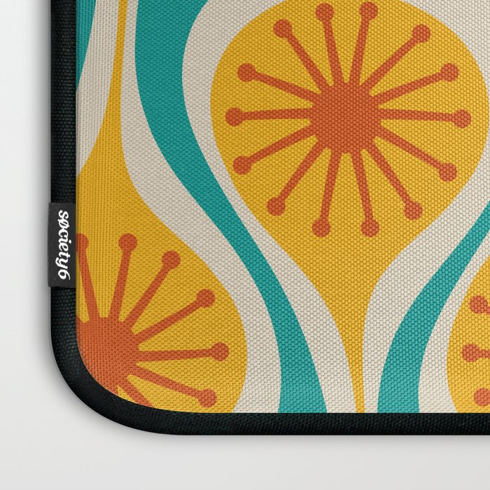 Mid Century Modern Atomic Drops Retro Pattern Turquoise Yellow Orange Laptop Sleeve Gallery Image 3