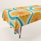 Mid Century Modern Atomic Drops Retro Pattern Turquoise Yellow Orange Tablecloth Gallery Image 1
