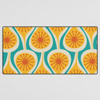 Mid Century Modern Atomic Drops Retro Pattern Turquoise Yellow Orange Desk Mat Gallery Image 3