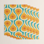 Mid Century Modern Atomic Drops Retro Pattern Turquoise Yellow Orange Wrapping Paper Gallery Image 3