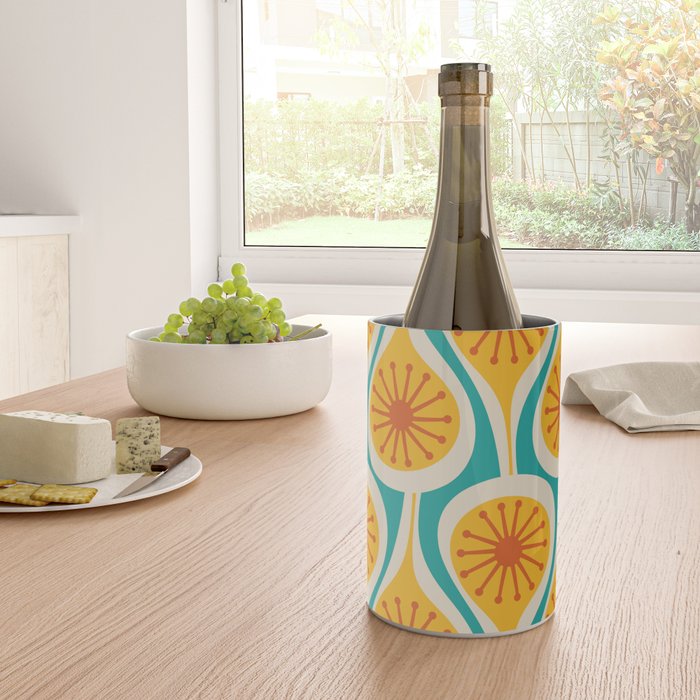 Mid Century Modern Atomic Drops Retro Pattern Turquoise Yellow Orange Wine Chiller Gallery Image 4