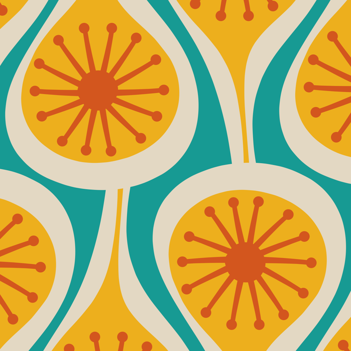 Mid Century Modern Atomic Drops Retro Pattern Turquoise Yellow Orange Coffee Mug Gallery Image 2