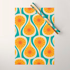Mid Century Modern Atomic Drops Retro Pattern Turquoise Yellow Orange Wrapping Paper Gallery Image 1