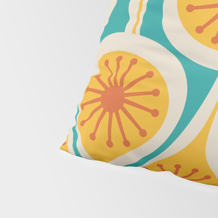 Mid Century Modern Atomic Drops Retro Pattern Turquoise Yellow Orange Pillow Sham Gallery Image 4