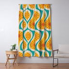 Mid Century Modern Atomic Drops Retro Pattern Turquoise Yellow Orange Window Curtain Gallery Image 5