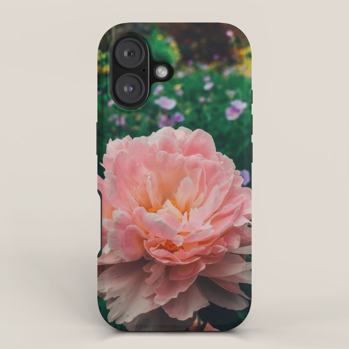 Coral Pink Peony Botanical Study iPhone Case Gallery Image 1