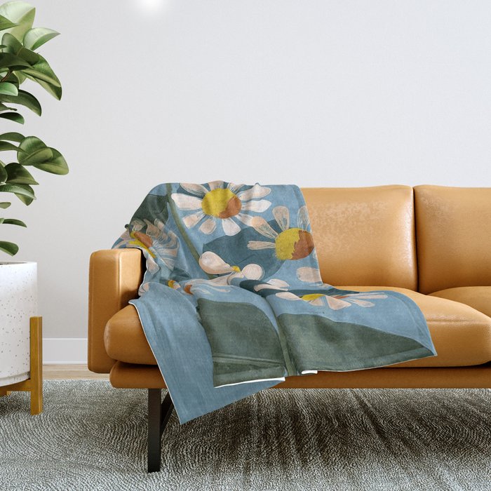 Daisy Flower Painting Throw Blanket Gallery Image 1