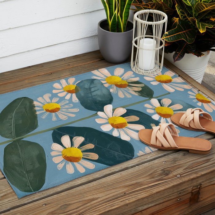 Daisy Flower Painting Outdoor Rug Gallery Image 2