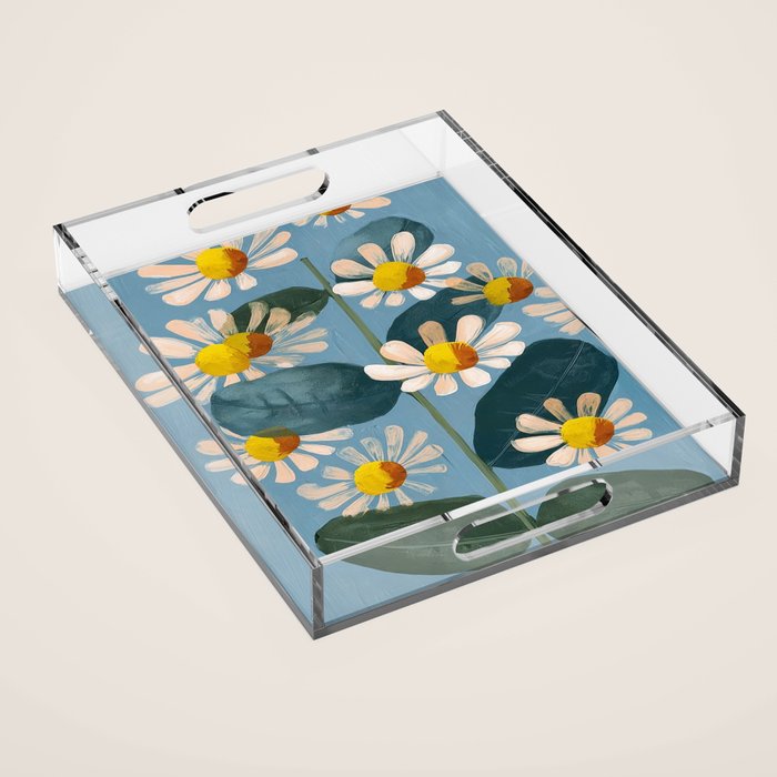 Daisy Flower Painting Acrylic Tray Gallery Image 1