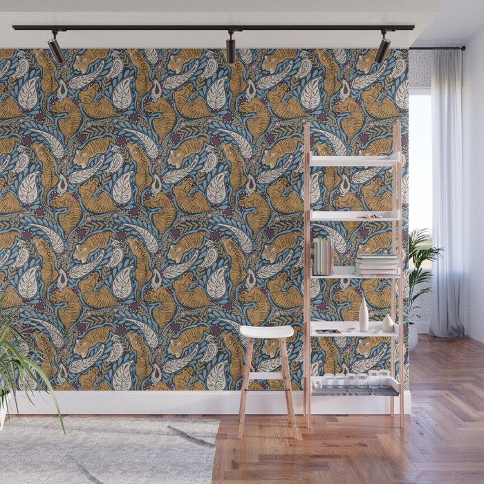 Exotic Tiger Oasis Dark Wall Mural Gallery Image 1