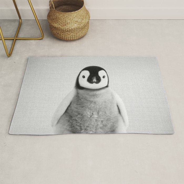 Baby Penguin - Black & White Rug Gallery Image 1