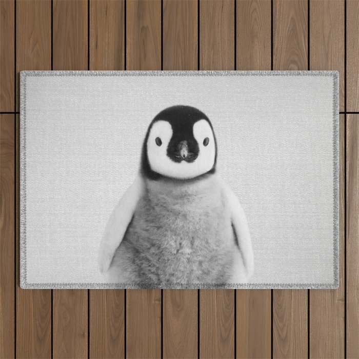 Baby Penguin - Black & White Outdoor Rug Gallery Image 1