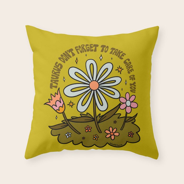 Taurus Flower Throw Pillow Gallery Image 1