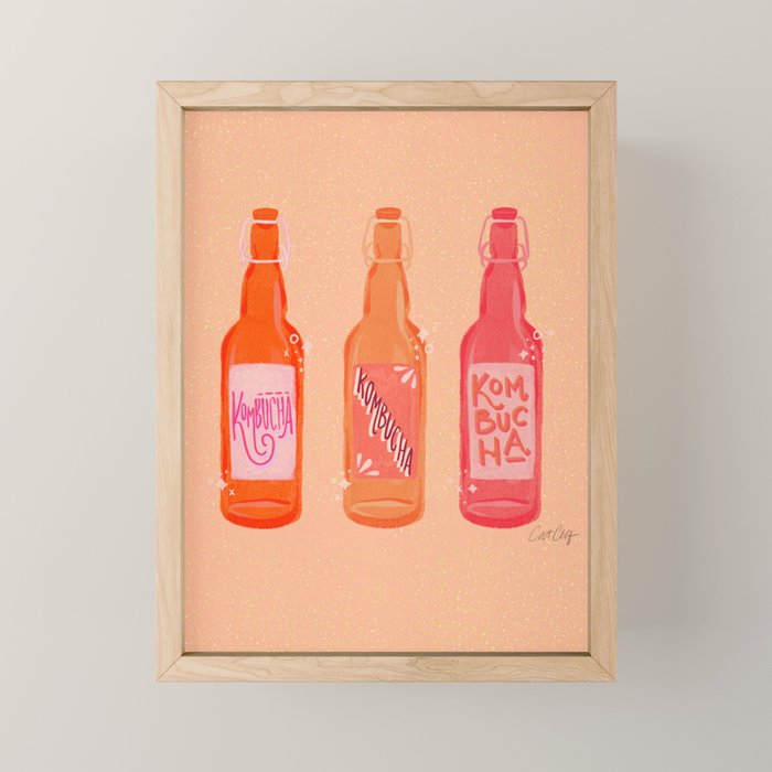 Kombucha Bottles - Pink Mini Art Print Gallery Image 1