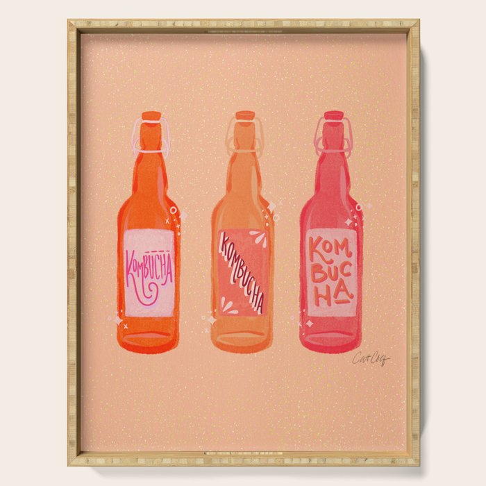 Kombucha Bottles - Pink Serving Tray Gallery Image 1