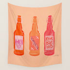 Kombucha Bottles - Pink Wall Tapestry Gallery Image 4