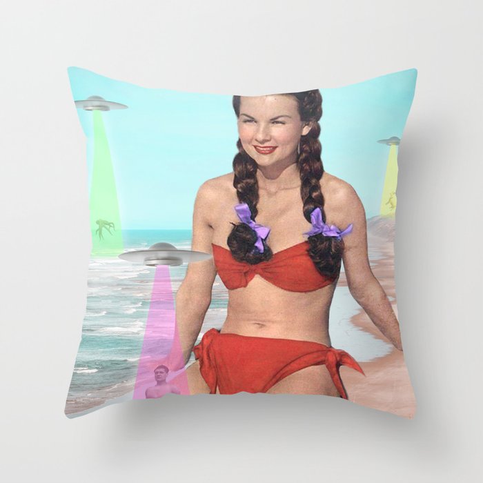 Abductions on the Beach Throw Pillow Gallery Image 1